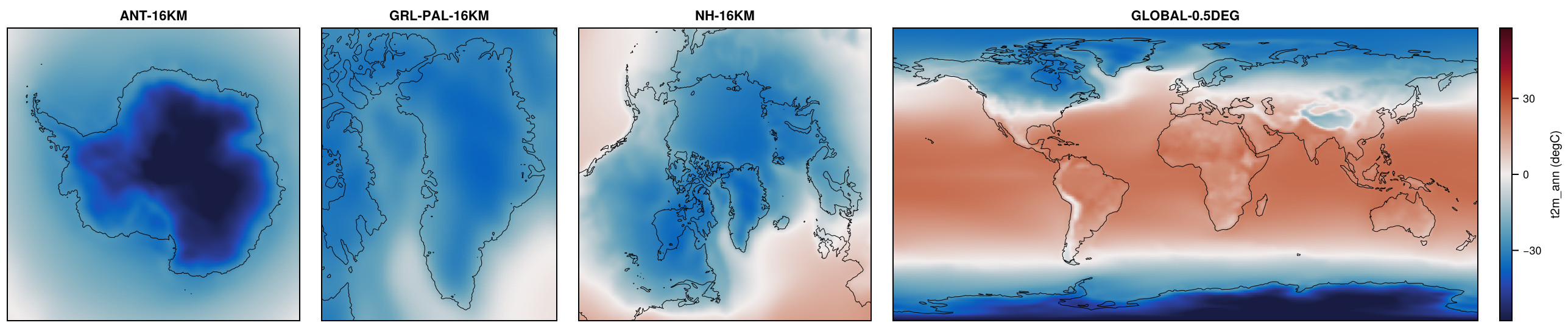 Paleoclimate-PMIP3-CCSM4-lgm on ANT-16KM, GRL-PAL-16KM, NH-16KM, GLOBAL-0.5DEG: t2m_ann.