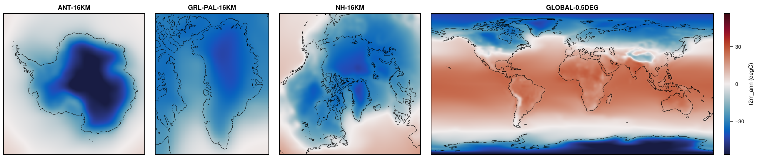 Paleoclimate-PMIP3-GISS-E2-R-lgm on ANT-16KM, GRL-PAL-16KM, NH-16KM, GLOBAL-0.5DEG: t2m_ann.