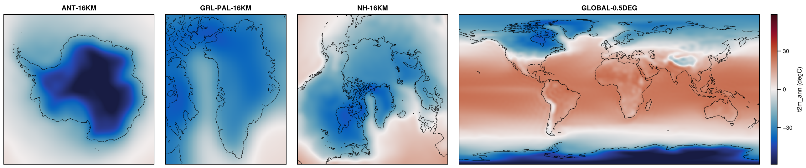 Paleoclimate-PMIP3-MPI-ESM-P-lgm on ANT-16KM, GRL-PAL-16KM, NH-16KM, GLOBAL-0.5DEG: t2m_ann.