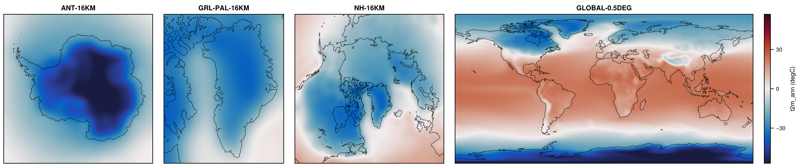 Paleoclimate-PMIP4-AWI-ESM-1-1-LR-lgm on ANT-16KM, GRL-PAL-16KM, NH-16KM, GLOBAL-0.5DEG: t2m_ann.